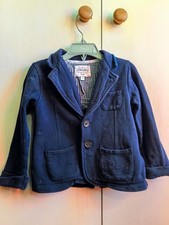 Junior J Jasper Conran Boys Navy Jersey Blazer Jacket 2- 3 Years 98CM Cotton VGC