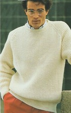 198 MANS FISHERMANS RIB DK SWEATER 38-42" VINTAGE KNITTING PATTERN COPY