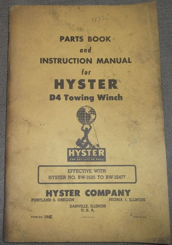Hyster winch parts book - d4,