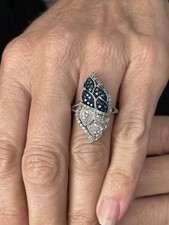 Silver fancy blue and white diamond incredible large cluster ring 5.2 Grams 925￼