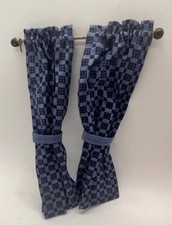 Dolls House pair of curtains with metal pole  handmade in 1/12th Scale