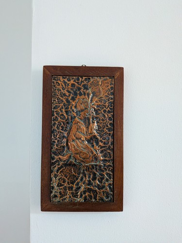 Vintage embossed copper wall - embossed,