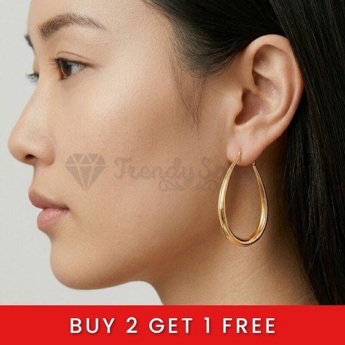 18ct gold oversized oval hoop - 18ct,