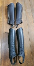 2 X Pairs Leather Half Chaps Black Ariat & Brown Equitector Adults XS