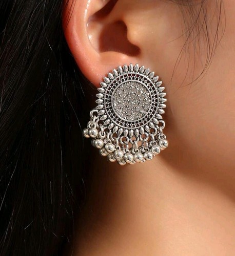Vintage silver jhumka earrings - vintage,