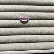 L To M Pink Sapphire & White Zircon Sterling Silver Ring 