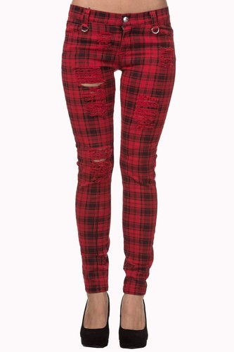 Red tartan check skinny - check,