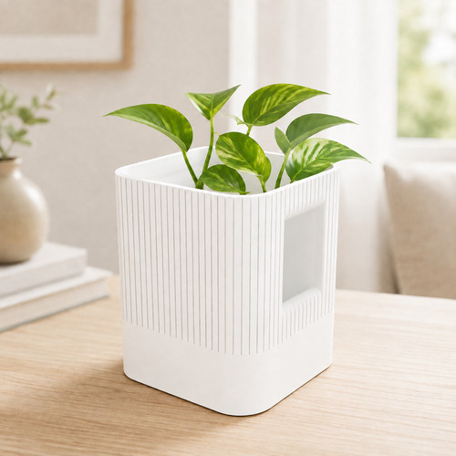 Aura ribbed square plant - ribbed,