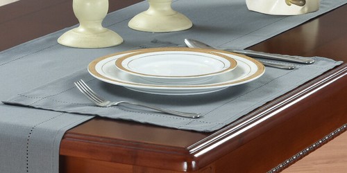 Linen look grey table cloths - linen,