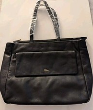 Tula England Black Leather Tote Bag New Without Tags 18w 12t