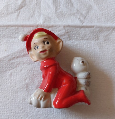 Vintage red pixie elf - red, riding