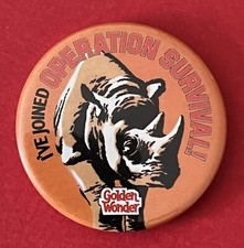 Vintage Badge - Golden Wonder I’ve Joined Operation Survival Rhinoceros - c1980