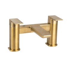 Luxury Curve Brushed Brass Gold Bath Filler Tap Solid Premium Brass