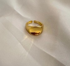 Gold Signet Ring, Round Signet Ring, Stackable Ring, Adjustable Open Ring, Rings