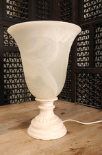 Heavy Art Deco style Lamp Uplighter David Hunt faux Alabaster Marble - Glass