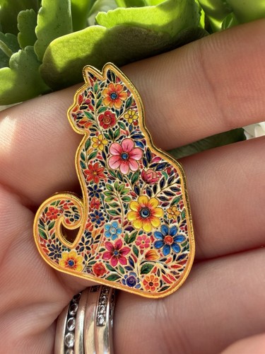 Colourful flower design - colourful, cat