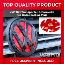 FITS VW T6.1 TRANSPORTER & CARAVELLE RED FRONT BADGE BACKING PLATE TRIM GRILLE