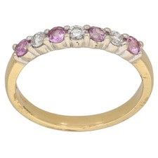 18ct Gold Diamond & Sapphire Ring 2.8g Half Eternity Size M 1/2 Fully Hallmarked