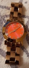 Marc Marc Jacobs Rose Gold Ladies Bracelet Watch With Orange Face. Model Mbm3305