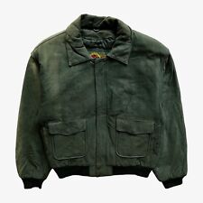 Vintage 90s Men's G-III Faded Green Leather Pilot Jacket Army Military 80s Retro