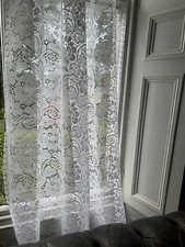 Vintage Laura Ashley Victorian Design White Cotton Lace Curtaining 44”/68”