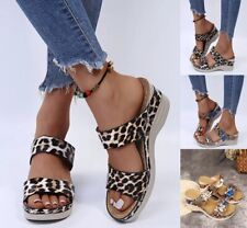 Womens Summer Wedge Heel Sandals Casual Slippers Ladies Slip On Shoes Mules Size