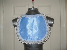 SISSY~MAIDS~ADULT BABY~UNISEX~TV/CD SATIN & LACE PVC BACKED BIB