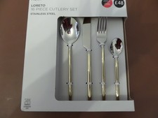 NEXT Loreto 16 Piece Stainless Steel Cutlery Set Gold/Silver BNIP
