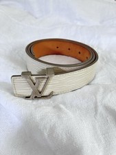 Genuine Louis Vuitton Epi Leather LV Logo White Belt size 85 