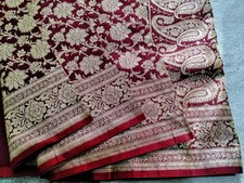 banarasi katan saree maroon
