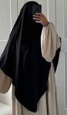 Navy Dark Blue Khimar Long Muslim Women  Pullover Hijab Scarf for Adults