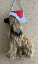 GOLD AFGHAN HOUND  with CHRISTMAS SANTA HAT - Part needle felted DOG