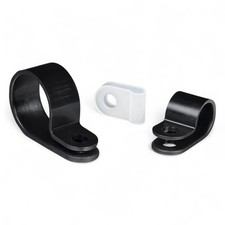 Nylon P Clips Black & White Plastic P clip - Fasteners for Cable Tidy & Tubing