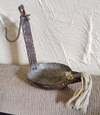 Antique French? Copper Crusie or Betty Oil Lamp-  Cruisie, Whale Lamp - Handmade