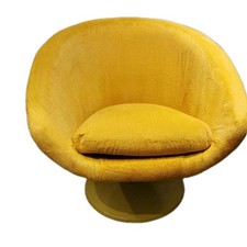Vintage Overman Swedish Style Tub Egg Swivel Chair Yellow T9
