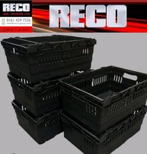 10 x BLACK USED BALE ARM CRATE TRAY 600x400x200mm STORAGE BOX 