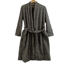 DOTE Men's Dressing Gown 100% Wool In Grey Belted With Pockets UK Small-Preloved