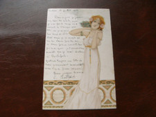 ORIGINAL  RAPHAEL KIRCHNER SIGNED ART NOUVEAU GLAMOUR POSTCARD - WOMAN, MOSAIC.