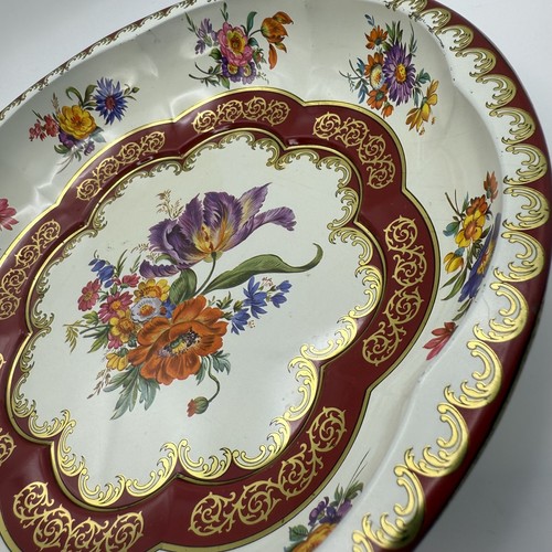 Floral tin dish - tin,