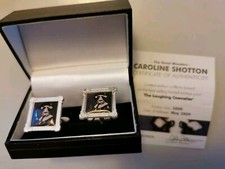 CAROLINE SHOTTON 'Laughing Cowvelier' Cow CUFFLINKS Limited Edition New SBC