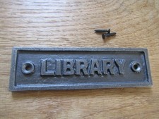 Rustic iron plaque LIBRARY