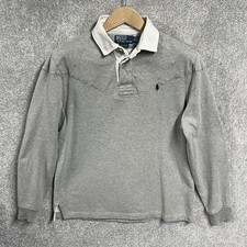Ralph Lauren Rugby Shirt Mens Medium Grey Polo Sweater Custom Fit