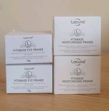 2 X Lacura Vitabase Moisturising Primer For Makeup 50g & 2 X Eye Primers 15g 