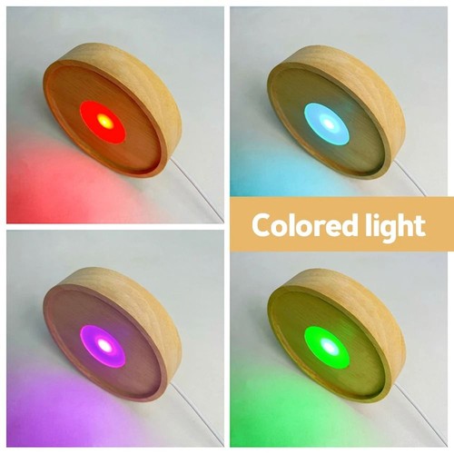Led night light wooden round - led,