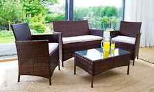 RATTAN GARDEN PREMIUM SET 4 PIECE CHAIRS SOFA TABLE OUTDOOR PATIO WICKER