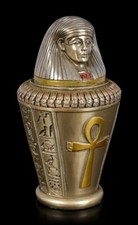 Canopic Jar - Horus Son Amset - bronzed - Egyptian Mythology Jar Statue