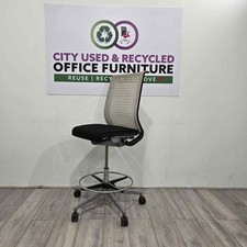 Steelcase Think Draughtsman Chair, Adjustable, Footrest, Black / Grey, Grey S...