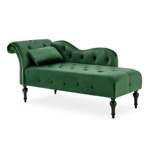 Green velvet chaise lounge - green,