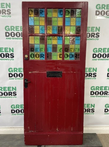 Wooden timber front door red - wooden,