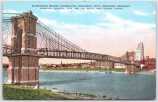 Vintage Suspension Bridge Cincinnati to Northern Kentucky Postcard